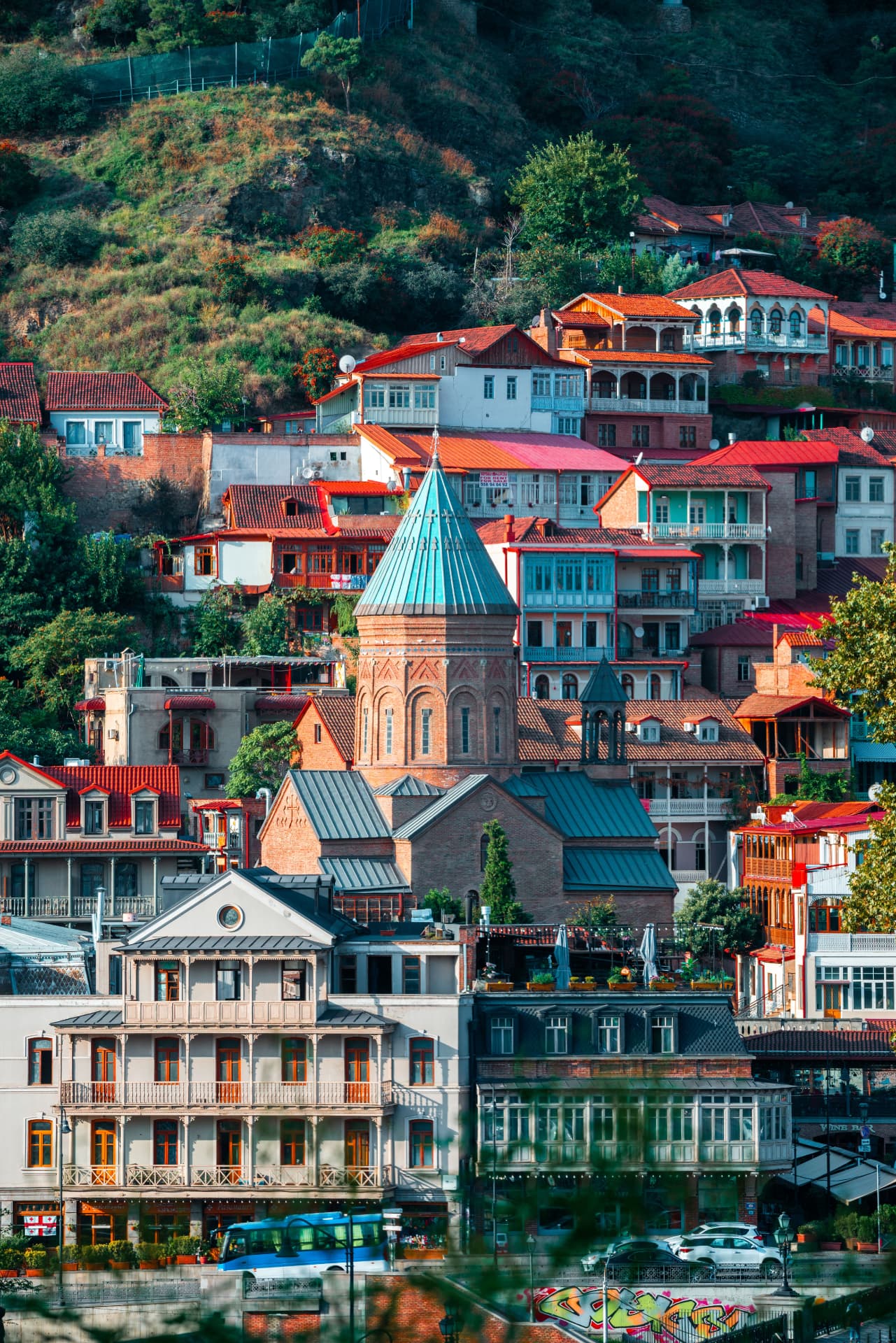 Historic Tbilisi homes and church architecture