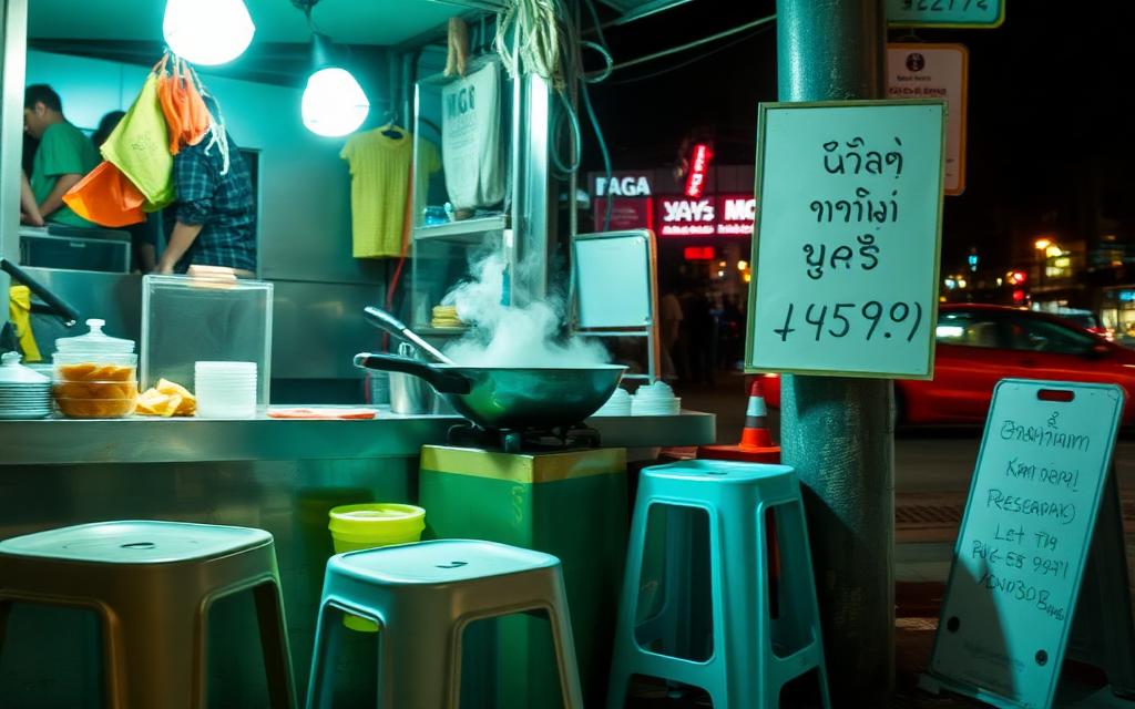 Bangkok street food stall at night