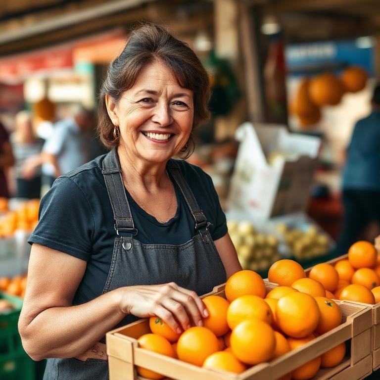 Market vendor with fresh produce